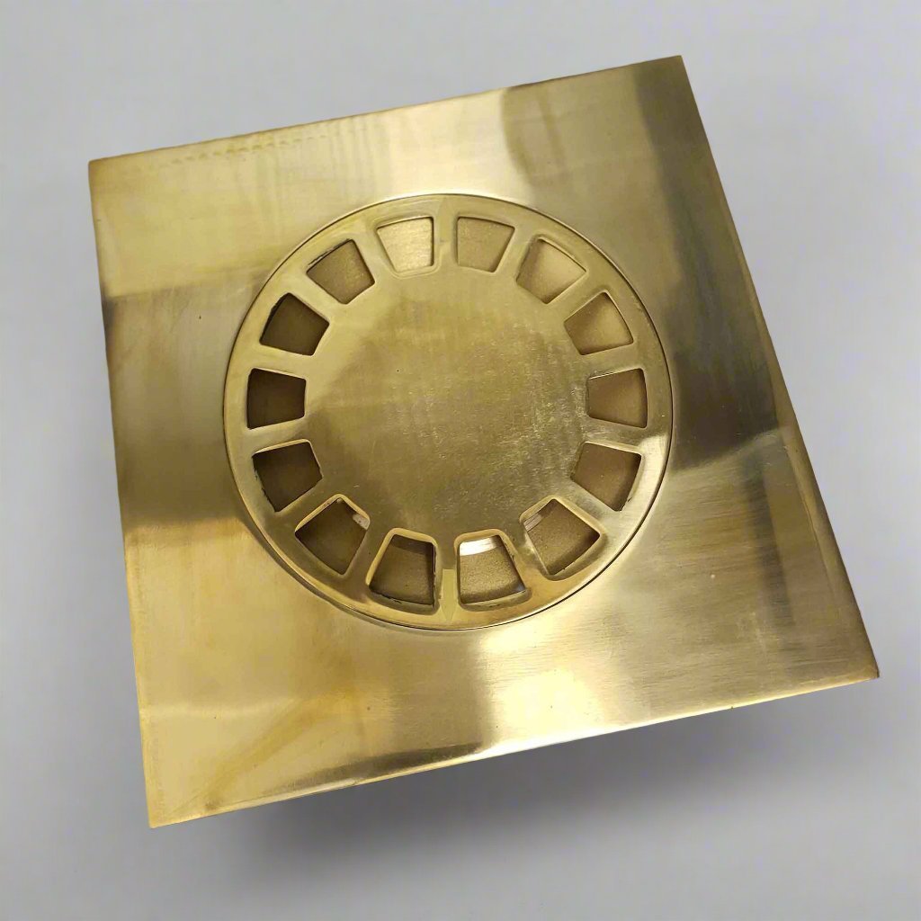 Unlaqauerd Brass Floor Drain - Square Shower Drain - Brasspure