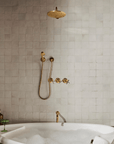 Unlaquered Brass Shower Set, Faucet and Handheld - Brasspure