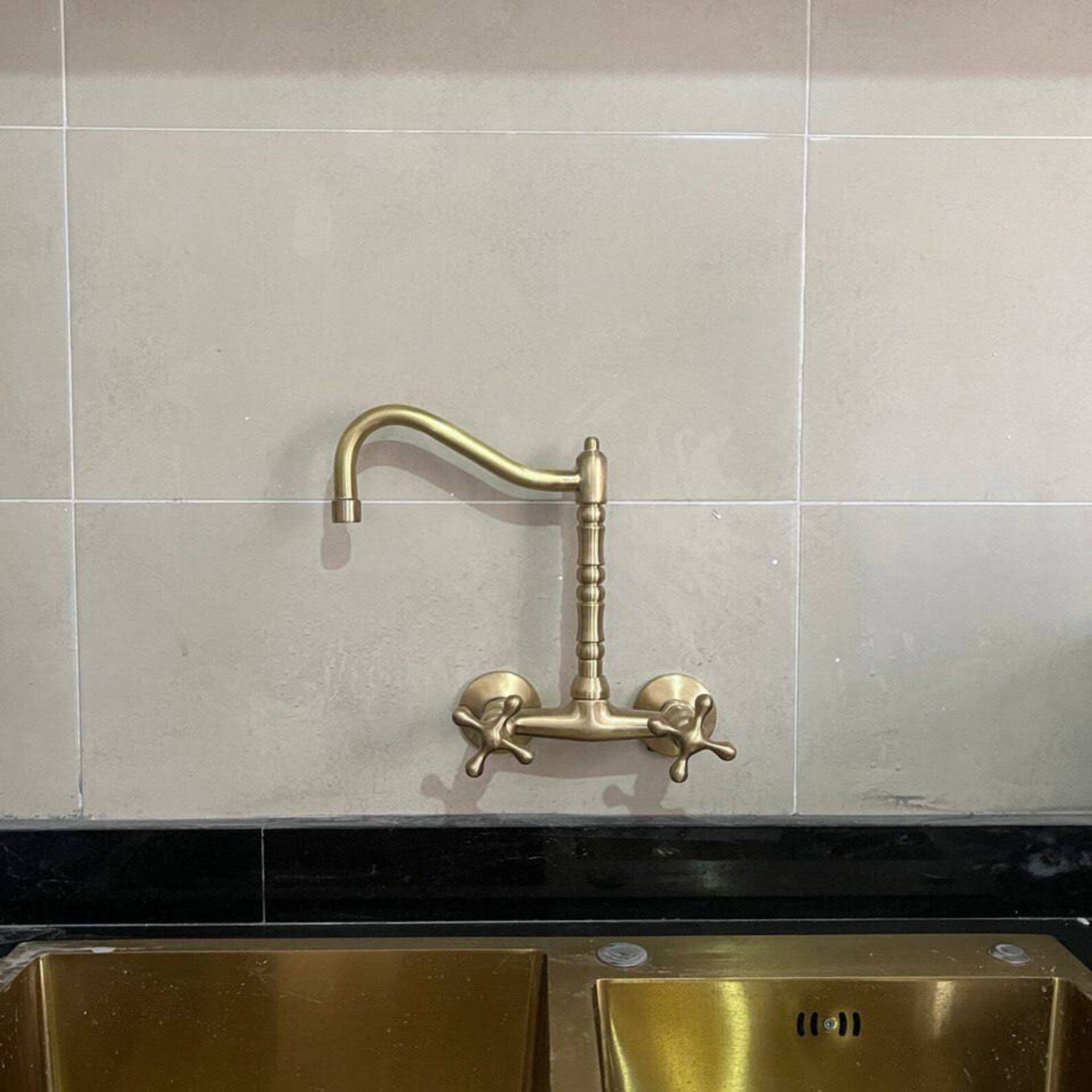Vintage Wall Mounted Kitchen Faucet - Brasspure