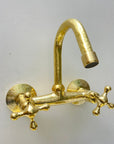 Engraved Brass Wall Mounted Kitchen Faucet